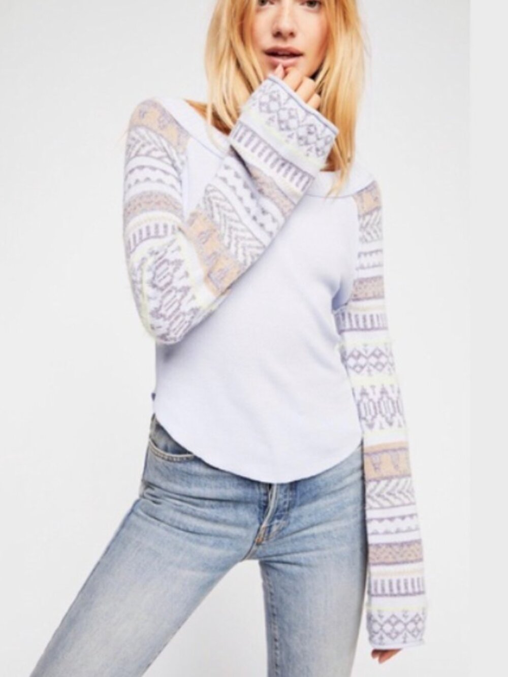 FREE PEOPLE FAIRGROUND THERMAL KNIT SWEATER